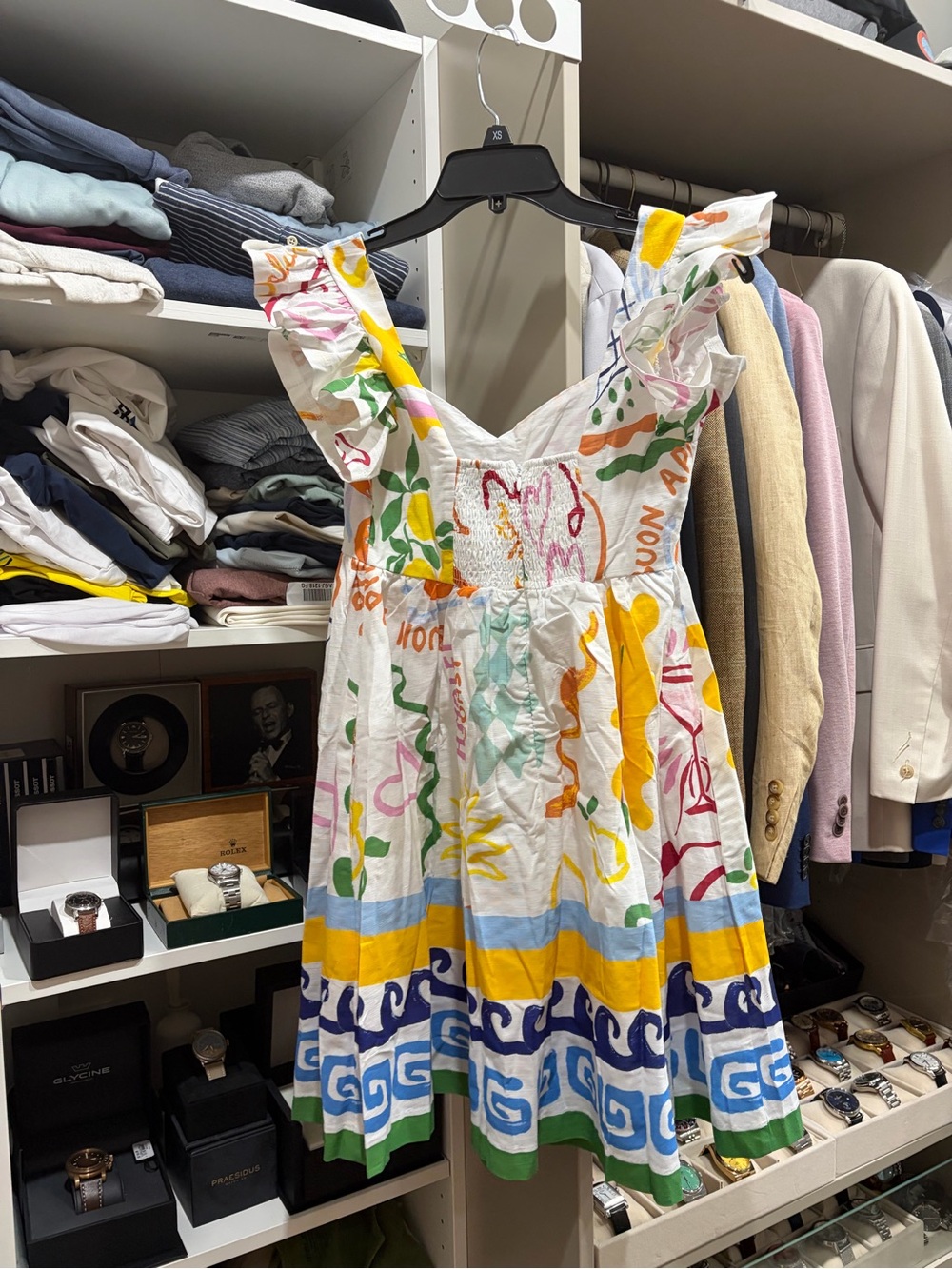 White Multicolor Floral Sundress with Ruffled Straps - Picture 2 of 3